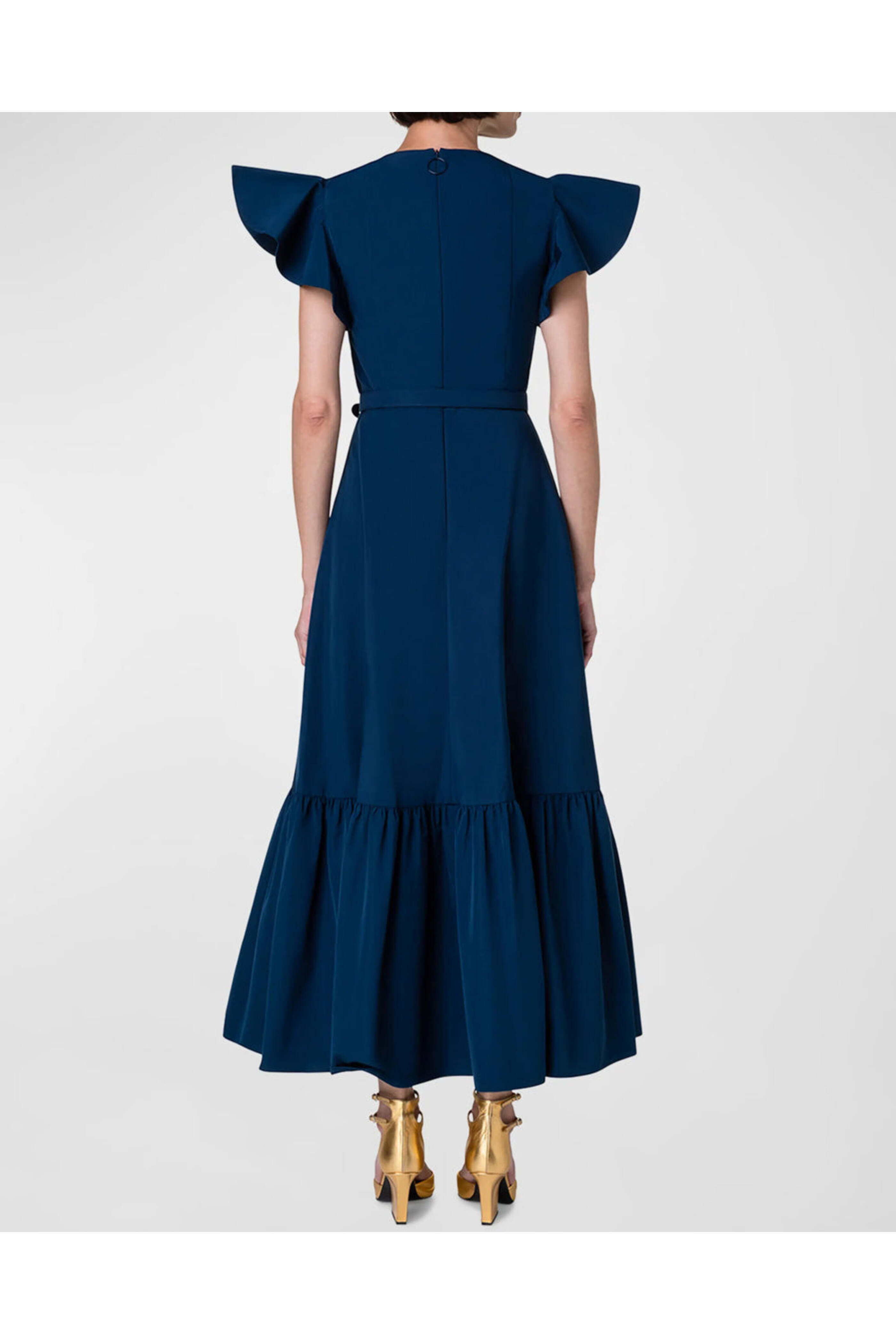 Akris Punto - Ink Taffeta V Neck Midi Dress