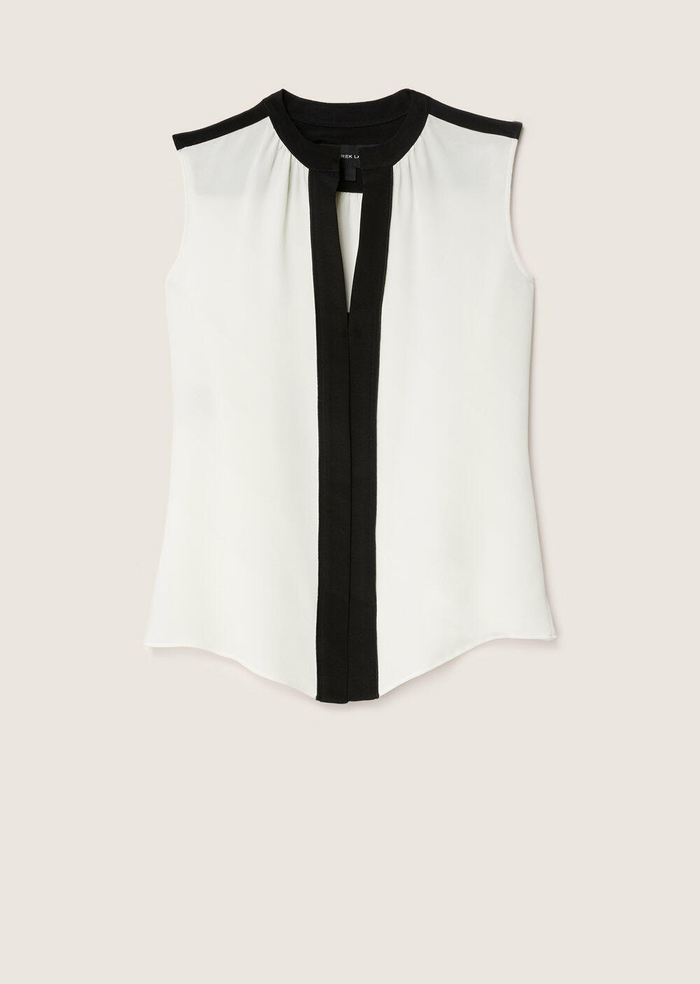 Derek Lam - Ivory & Black Nehru Collar Sleeveless Blouse