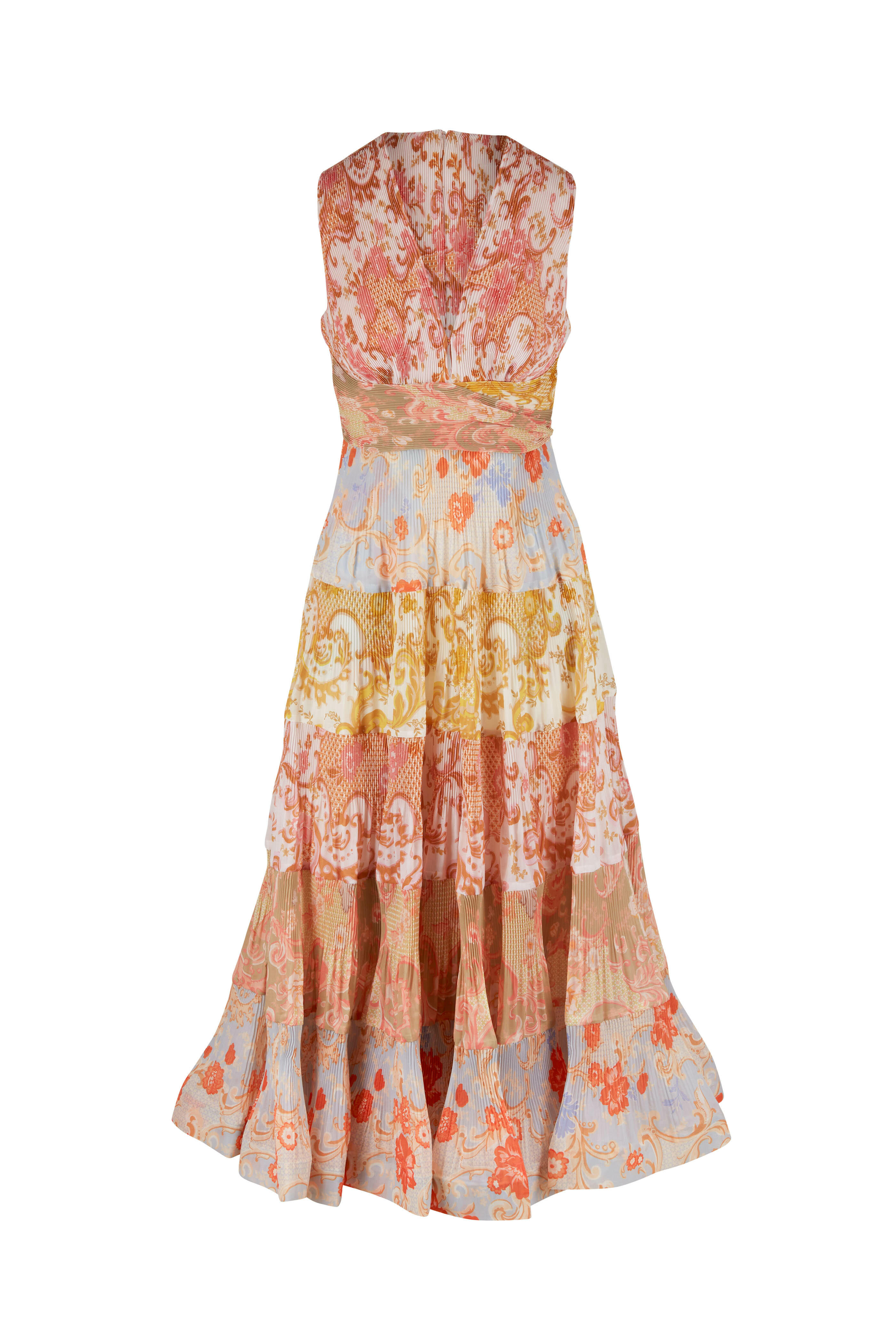 Zimmermann - Postcard Multicolor Sleeveless Pleated Midi Dress