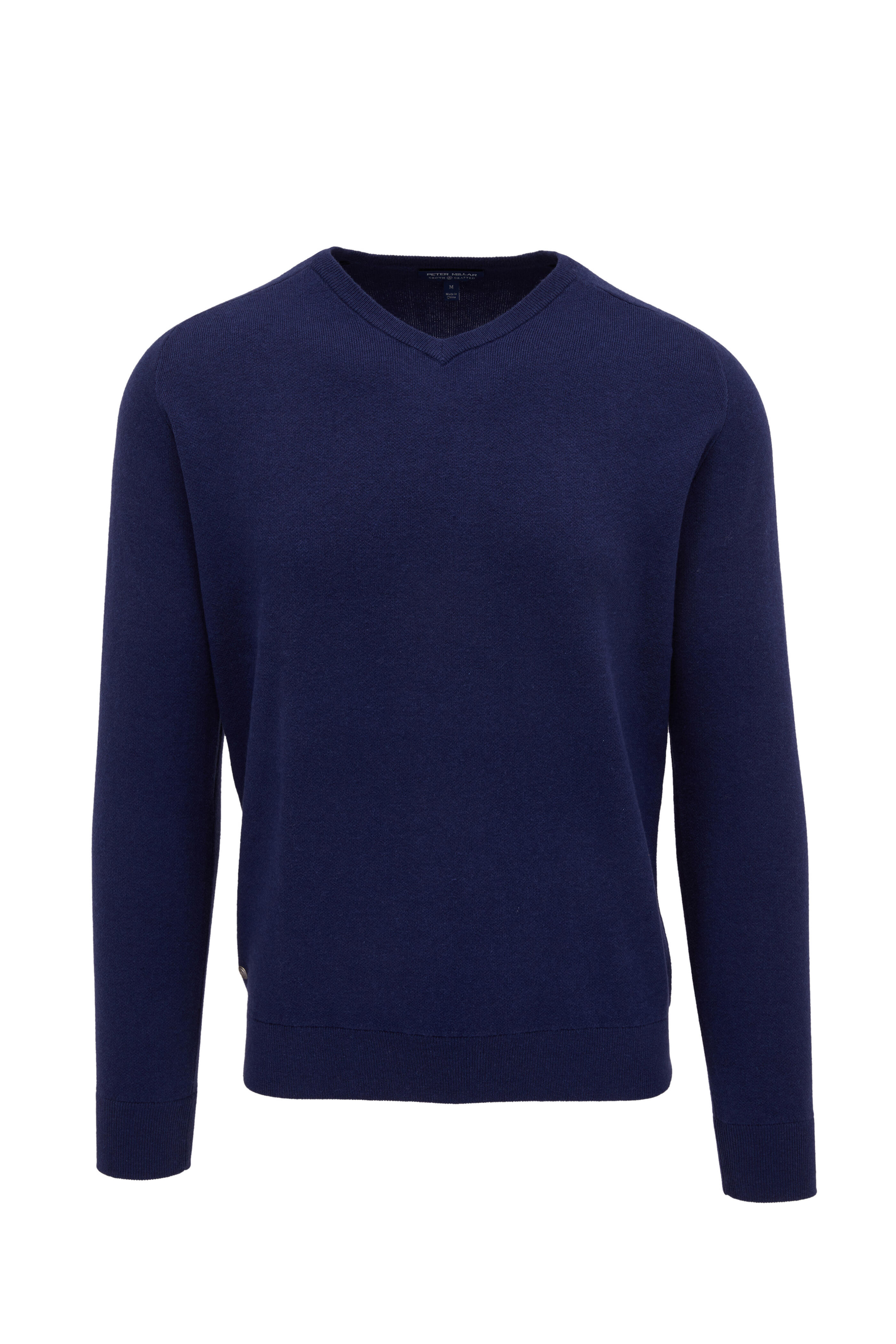 Peter Millar - Deuce Navy Interlock V-Neck Sweater