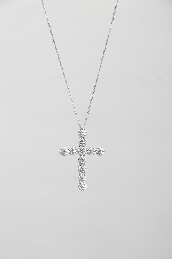 Louis Newman Diamond Cross Pendant Necklace