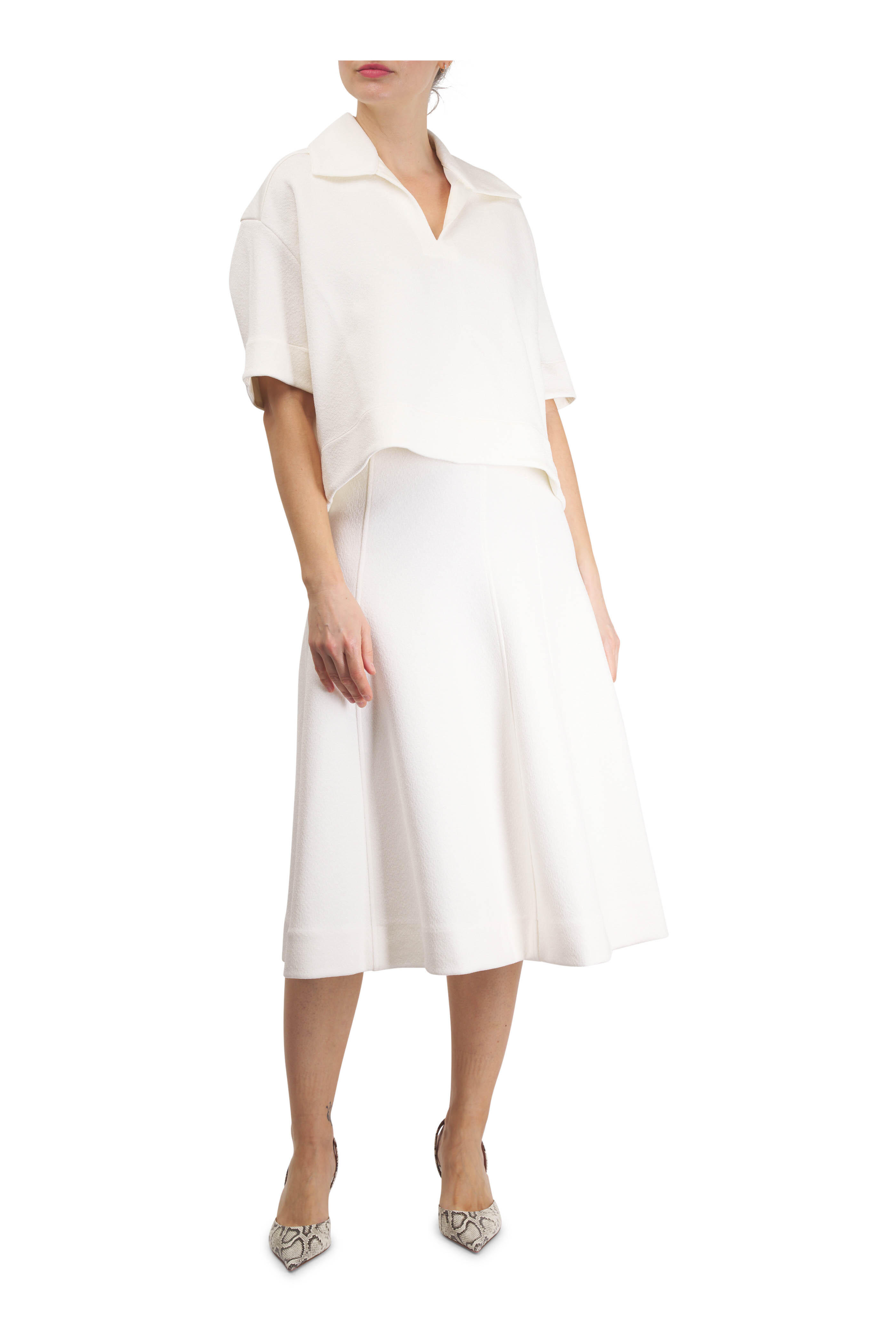Jil Sander - Latte Shiny Flared Skirt