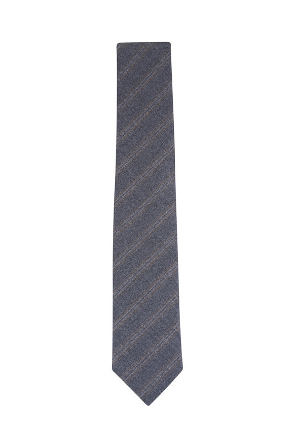 Paolo Albizzati Gray Stripe Wool Necktie