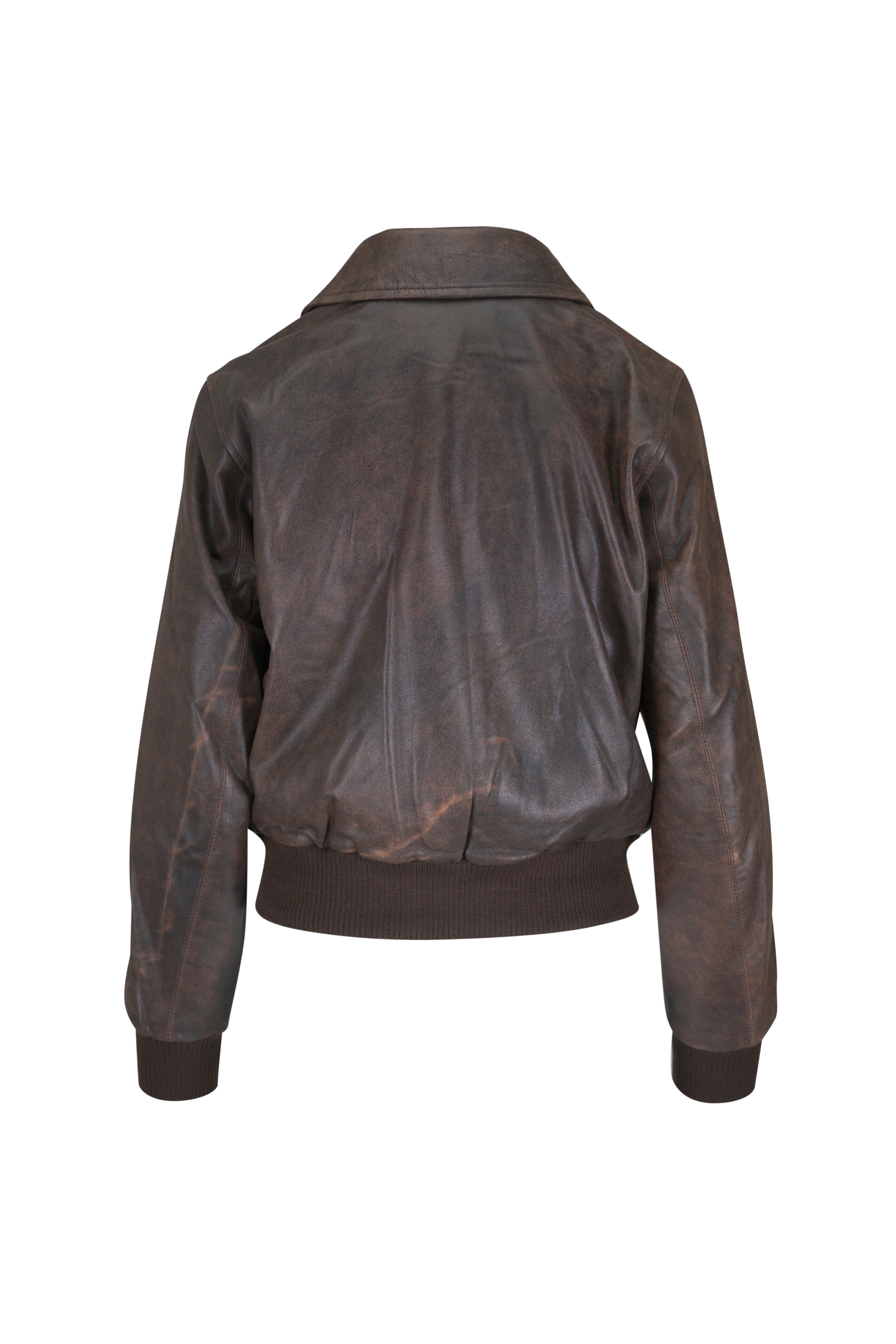 R13 - Boyfriend Brown Leather Bomber Jacket - view 3