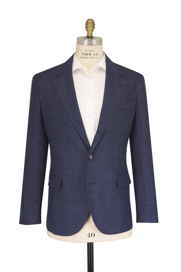 Brunello Cucinelli Denim Wool, Silk & Linen Plaid Sportcoat - view 2