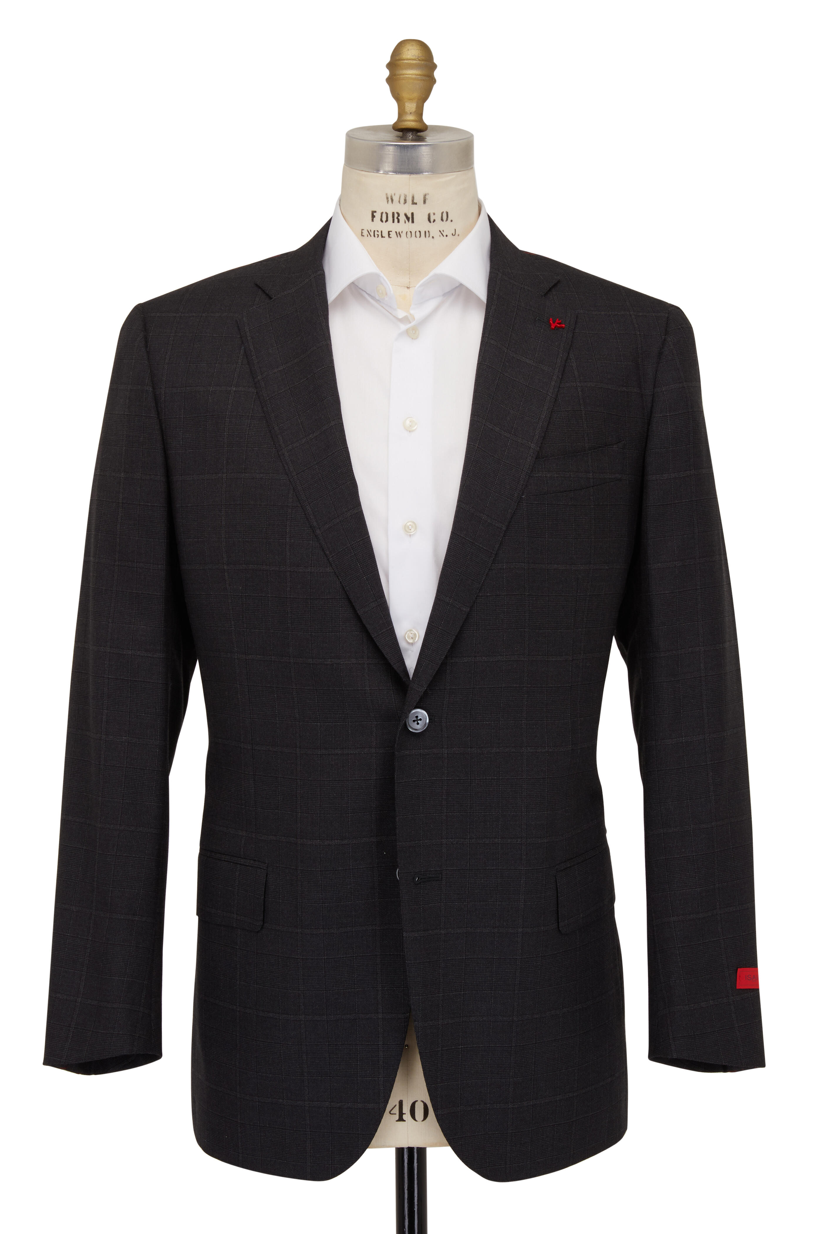 Isaia - Charcoal Gray Wool Tonal Plaid Suit