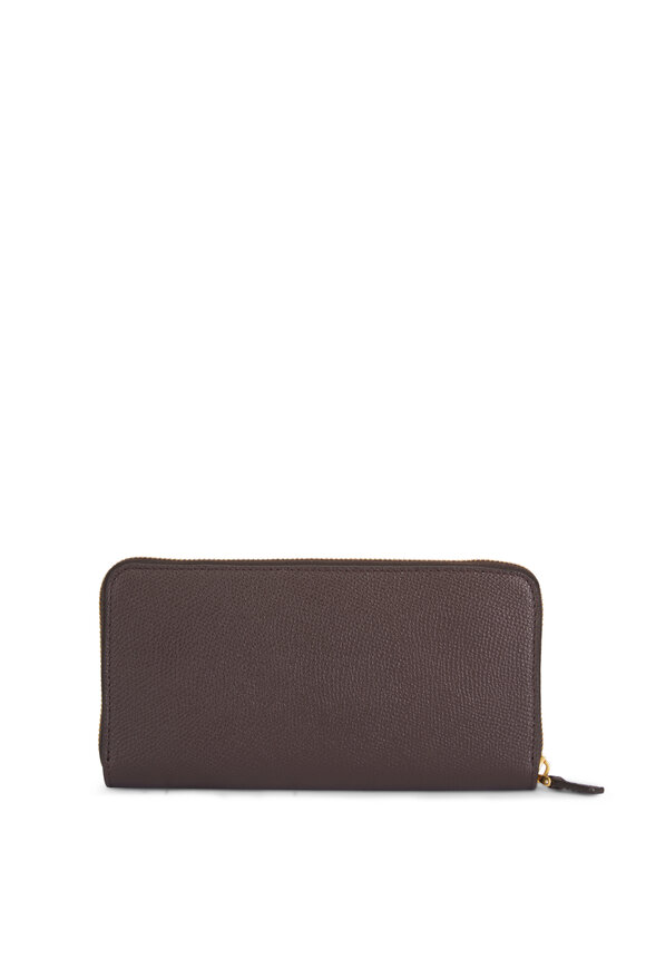 Valentino Garavani VLogo Brown Leather Zip Wallet - view 2