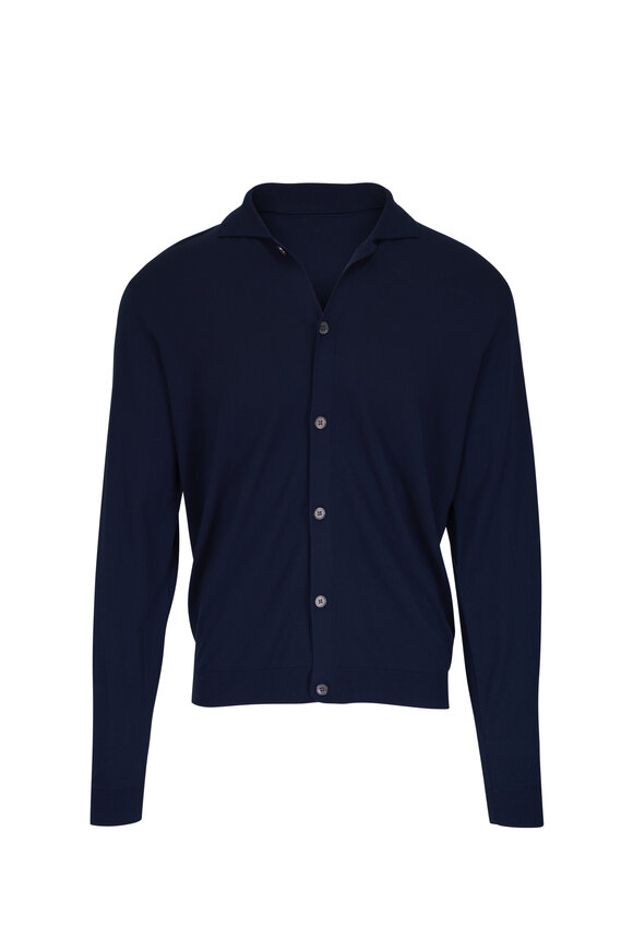 Peter Millar Navy Southport Front Button Sweater - view 1