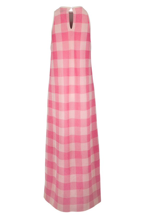 Lela Rose Francie Poppy Plaid Sheer Knit Maxi Dress - view 4