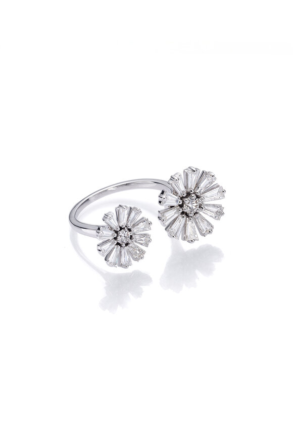 Nam Cho 18k White Gold Diamond Daisy Flower Ring - view 1