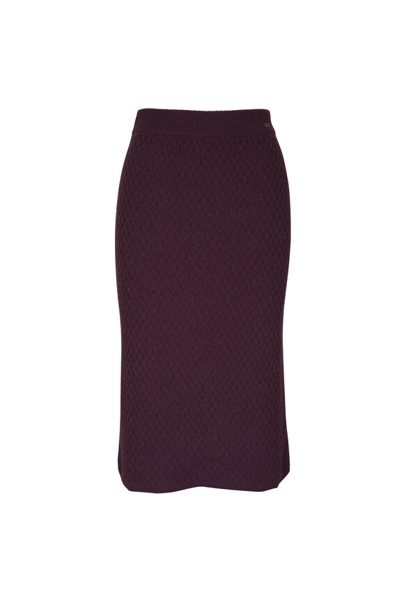 Agnona Honeycomb Knit Brown Pencil Skirt