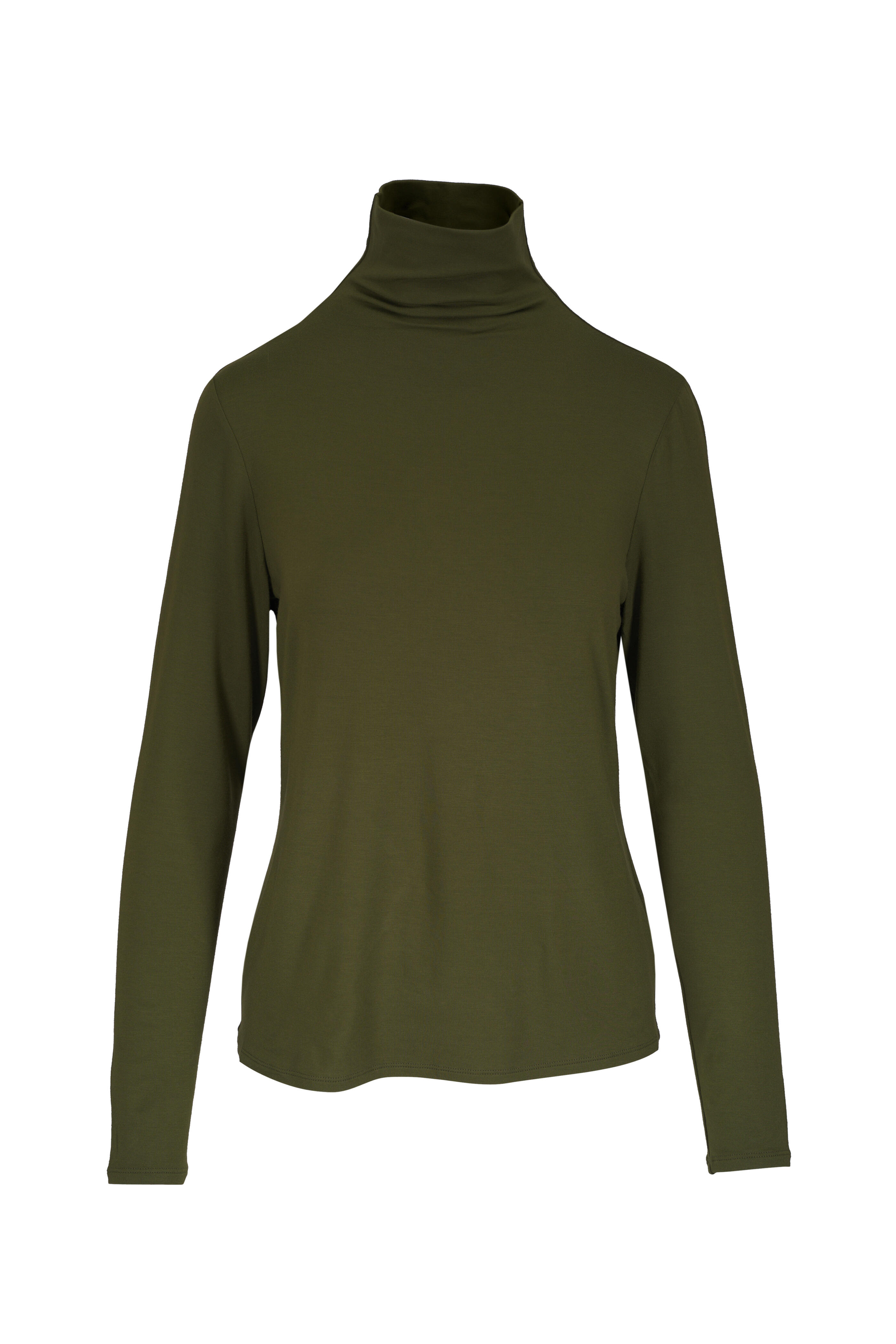 Lafayette 148 New York - Funnel Forage Green Long Sleeve Jersey Turtleneck