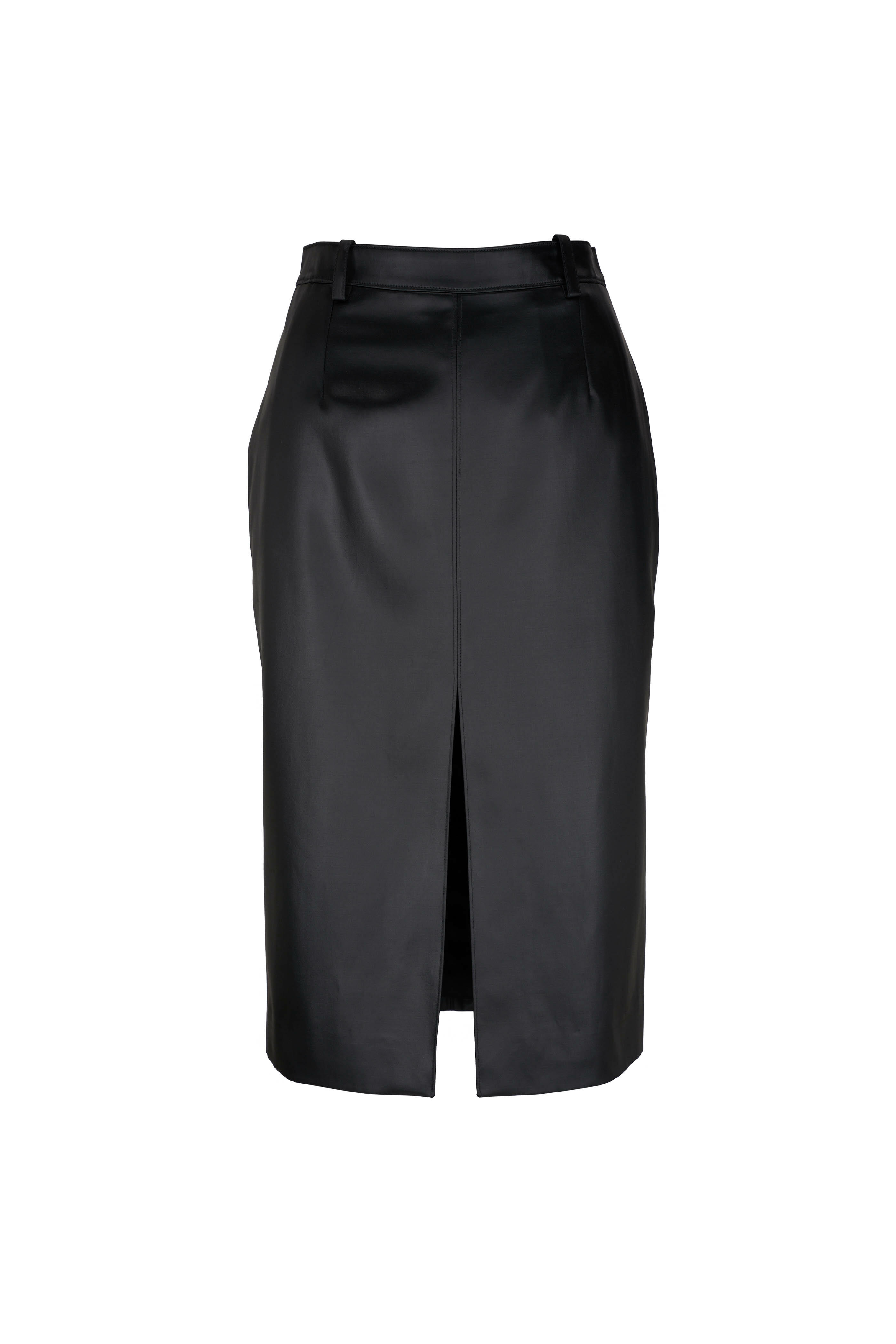 【送料&関税込】Saint Laurent Bemberg Skirt Saint Laurent - Black Gabardine Chintz Midi Pencil Skirt