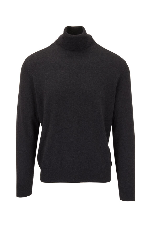 Ralph Lauren Purple Label - Charcoal Mélange Cashmere Turtleneck Sweater