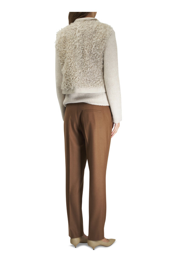 Akris - TwoTone Ecru Cashmere & Wool Knit Sweater 