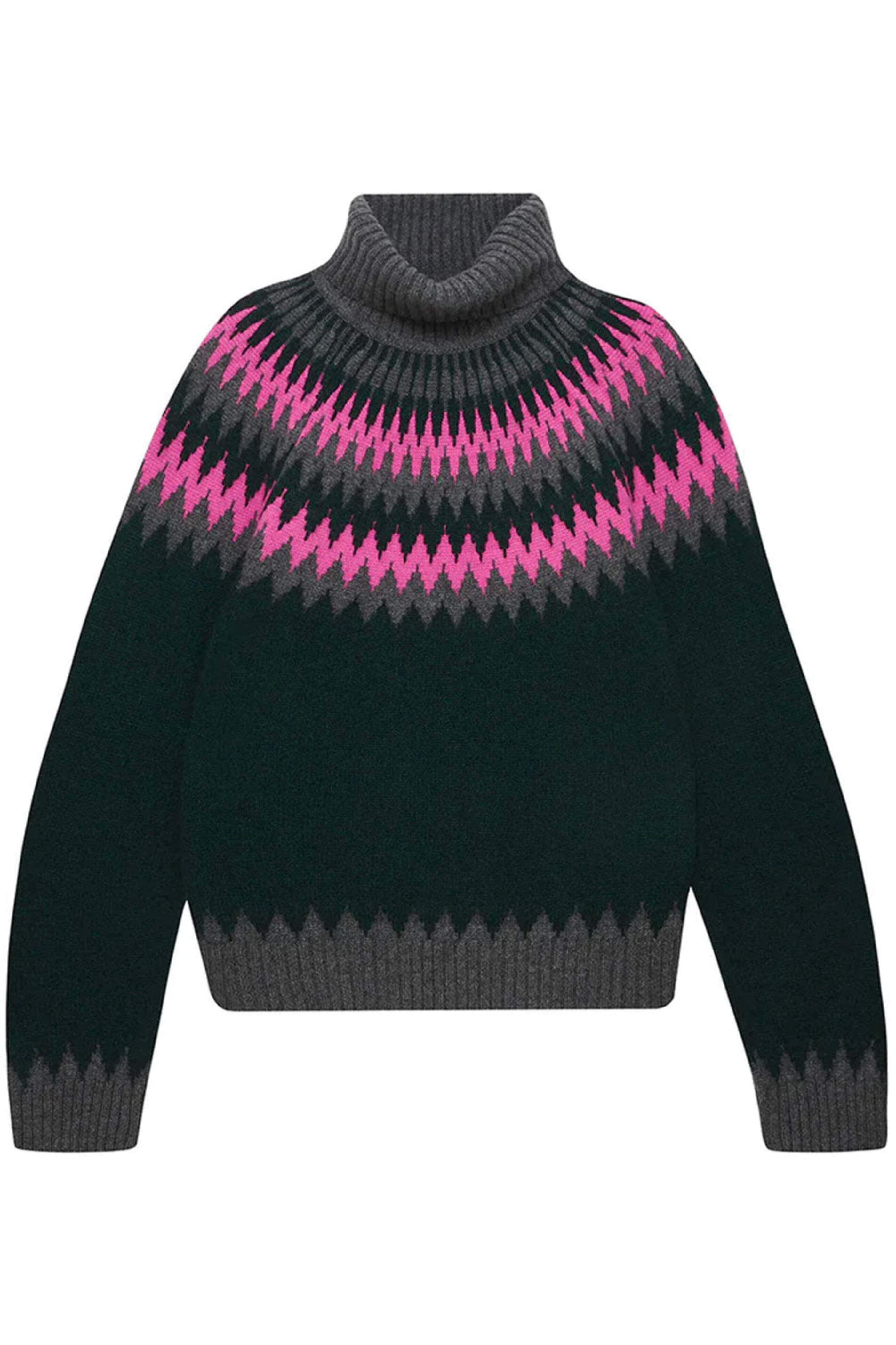 Jumper 1234 - Shadow Nordic Yoke Cashmere Roll Collar