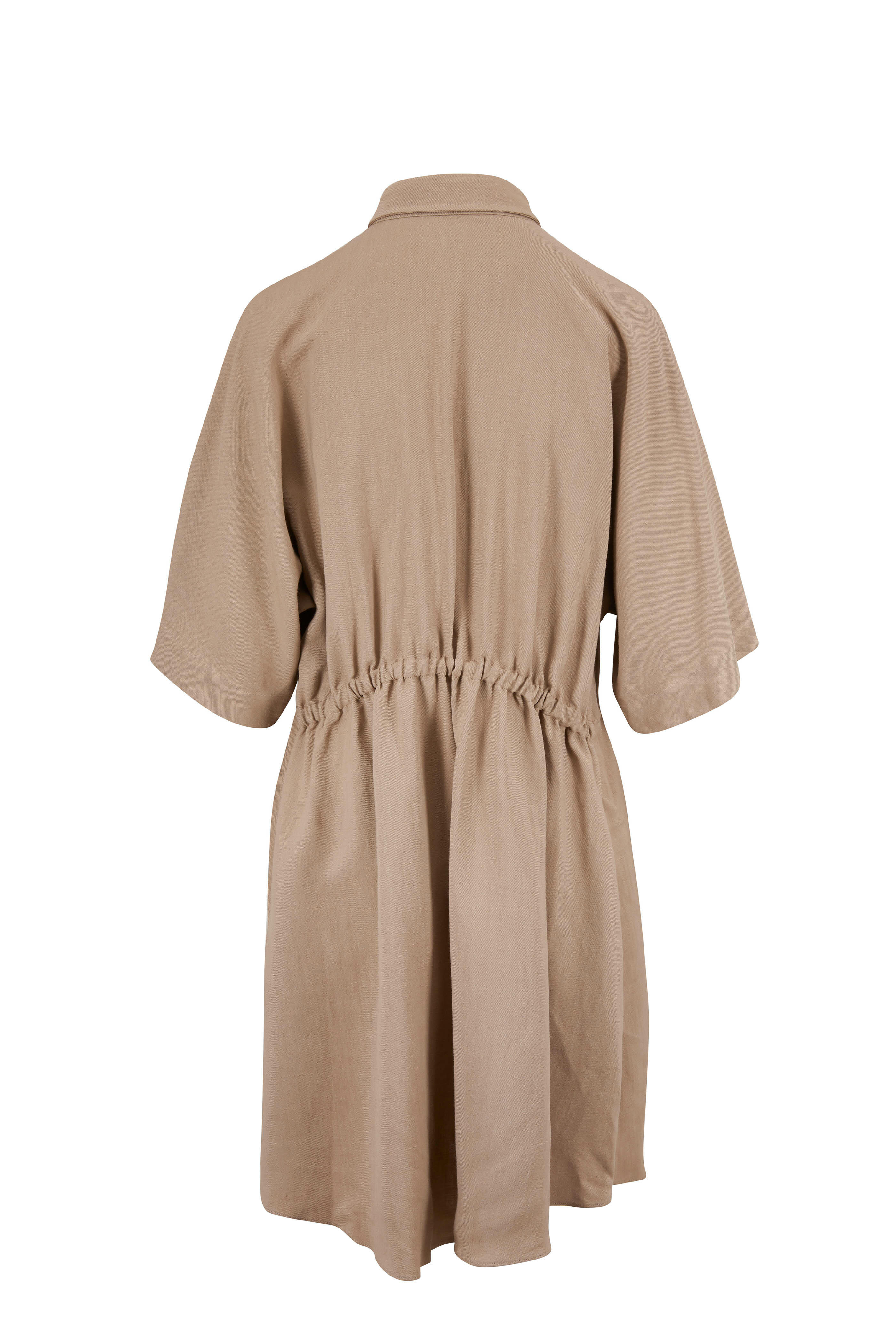 COMBINATION BELTED DRESS - taupe brown