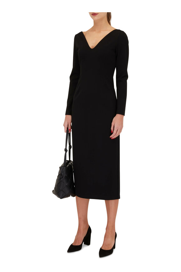 Lafayette 148 New York - Black Slim Portrait Neck Dress