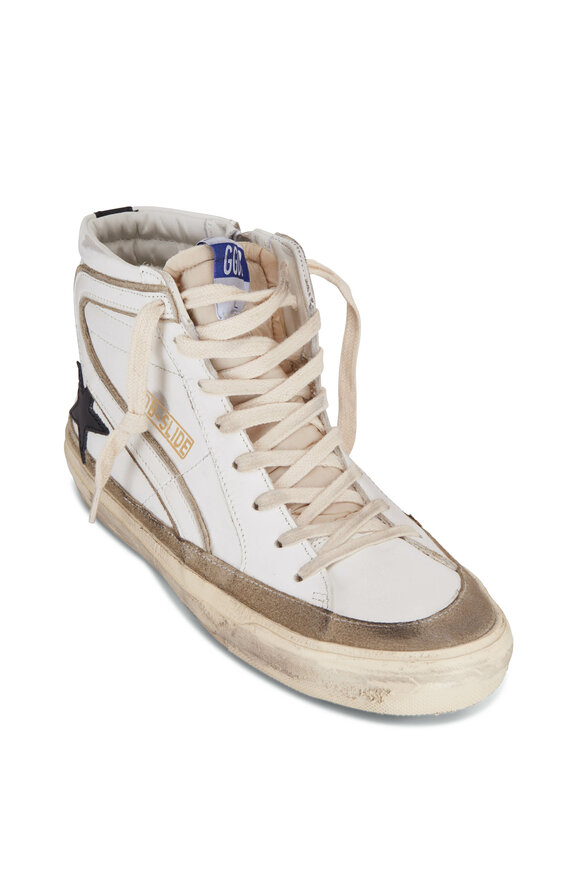 Golden Goose - Slide White Leather Wave High-Top Sneaker