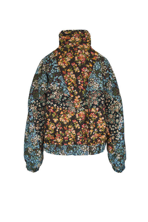 Dries Van Noten Sky Blue Multicolor Floral Motif Oversized Jacket - view 3