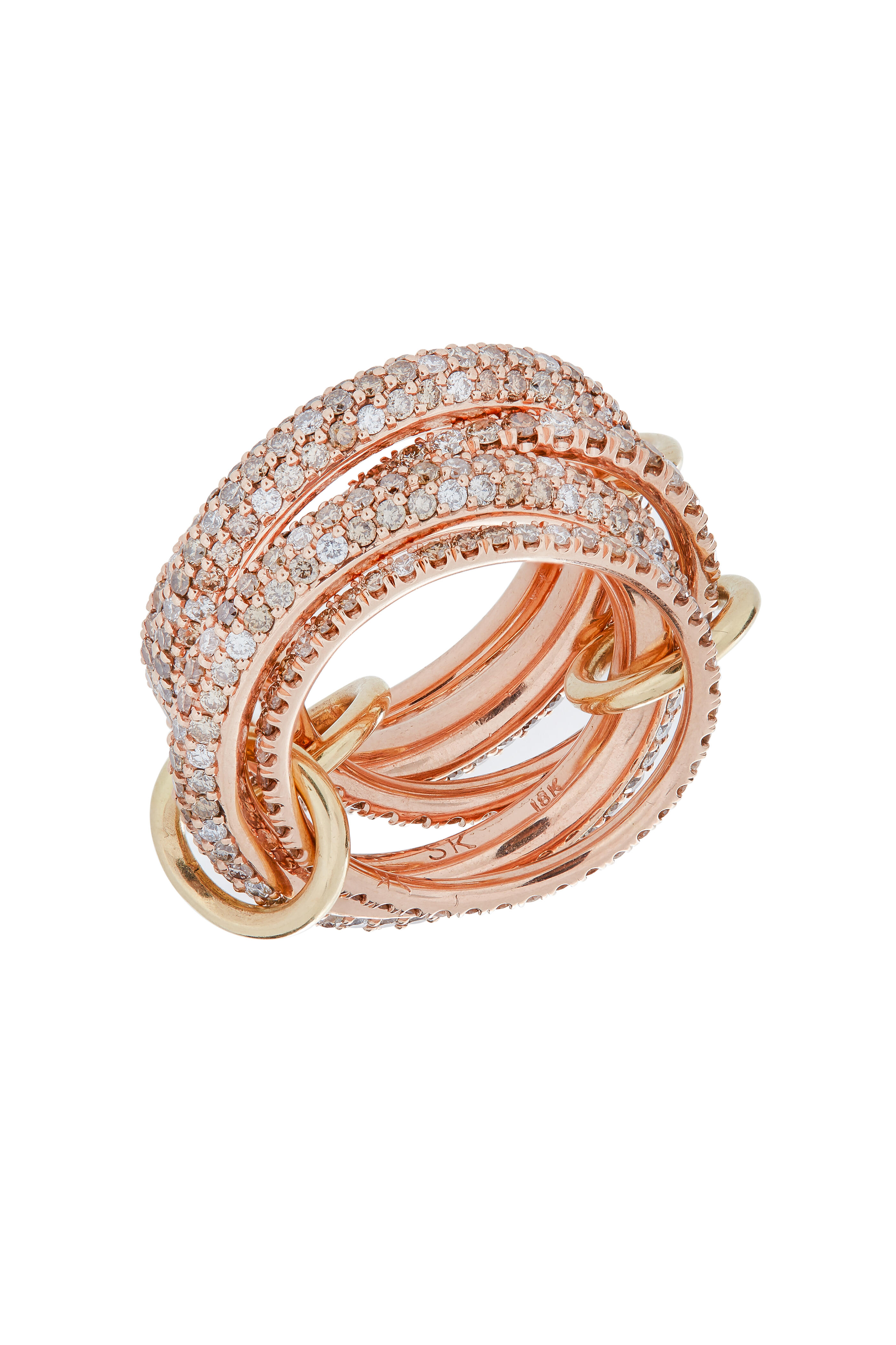 Spinelli Kilcollin - 18K Rose Gold Diamond Link Vela Ring