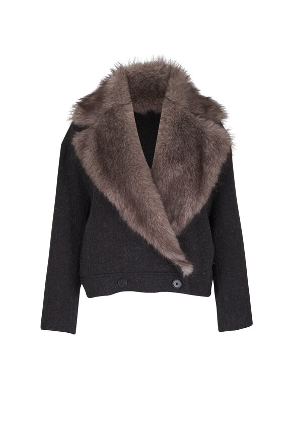Antonelli William Dark Brown Faux Fur Knit Coat - view 1