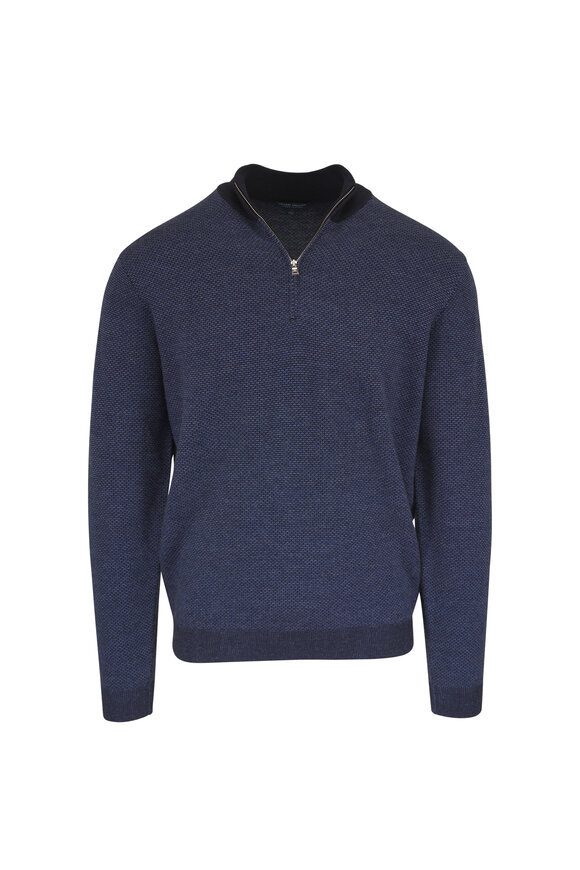 Peter Millar Crown Crafted Ashland Blue Quarter Zip Sweater - view 1