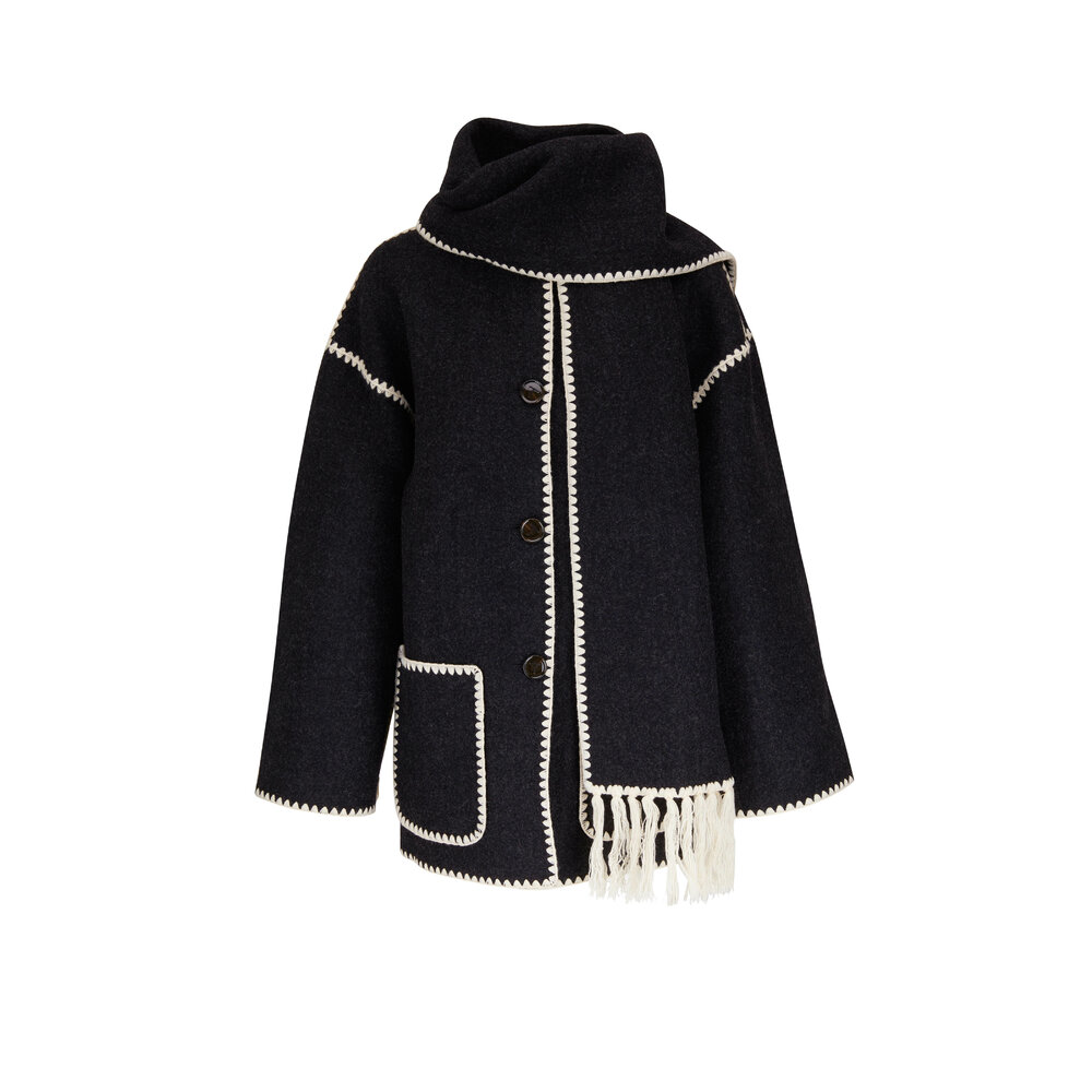 Totême - Dark Gray Embroidered Scarf Jacket | Mitchell Stores