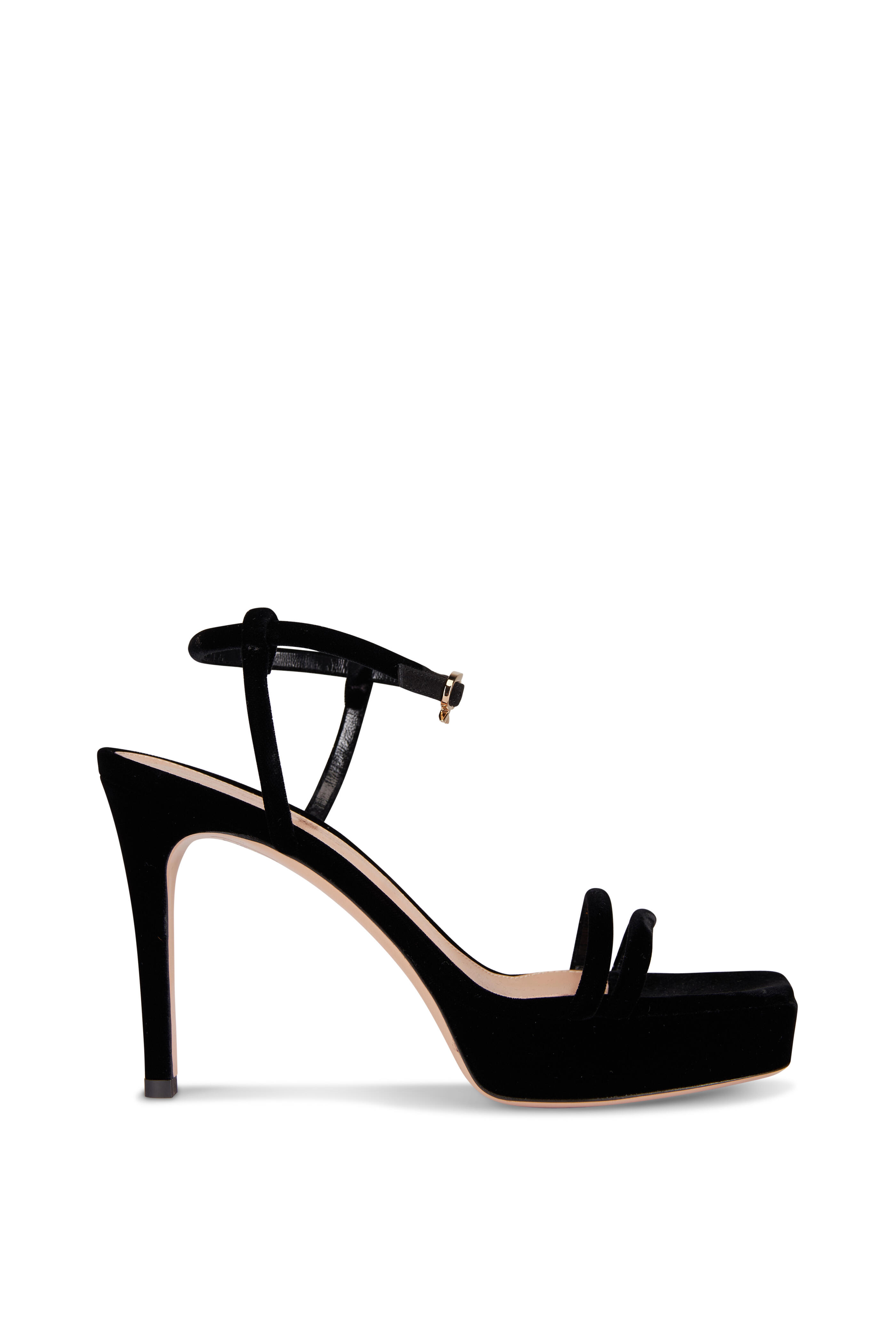 Gianvito Rossi - Black Velvet Platform Sandal, 70mm - view 2