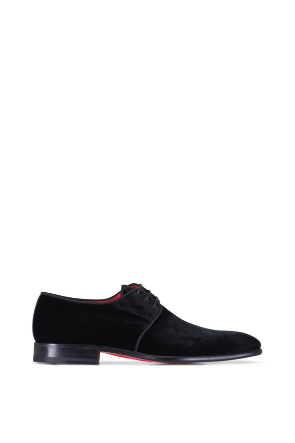 Santoni Isogram Black Velvet Dress Shoes - view 2