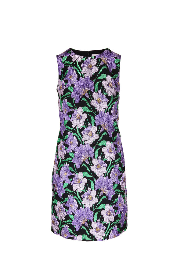 Carolina Herrera - Purple Floral Sleeveless Shift Dress 