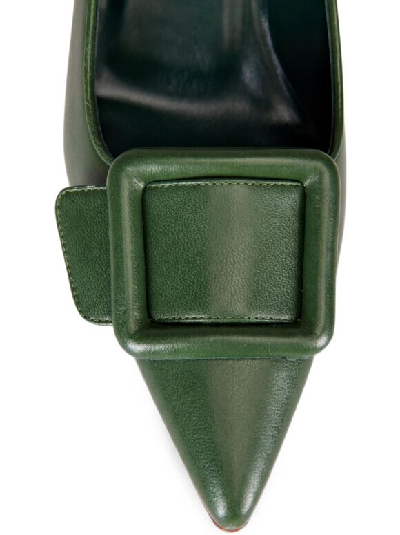 Manolo Blahnik Maysale Dark Green Leather Pump, 50mm - view 7
