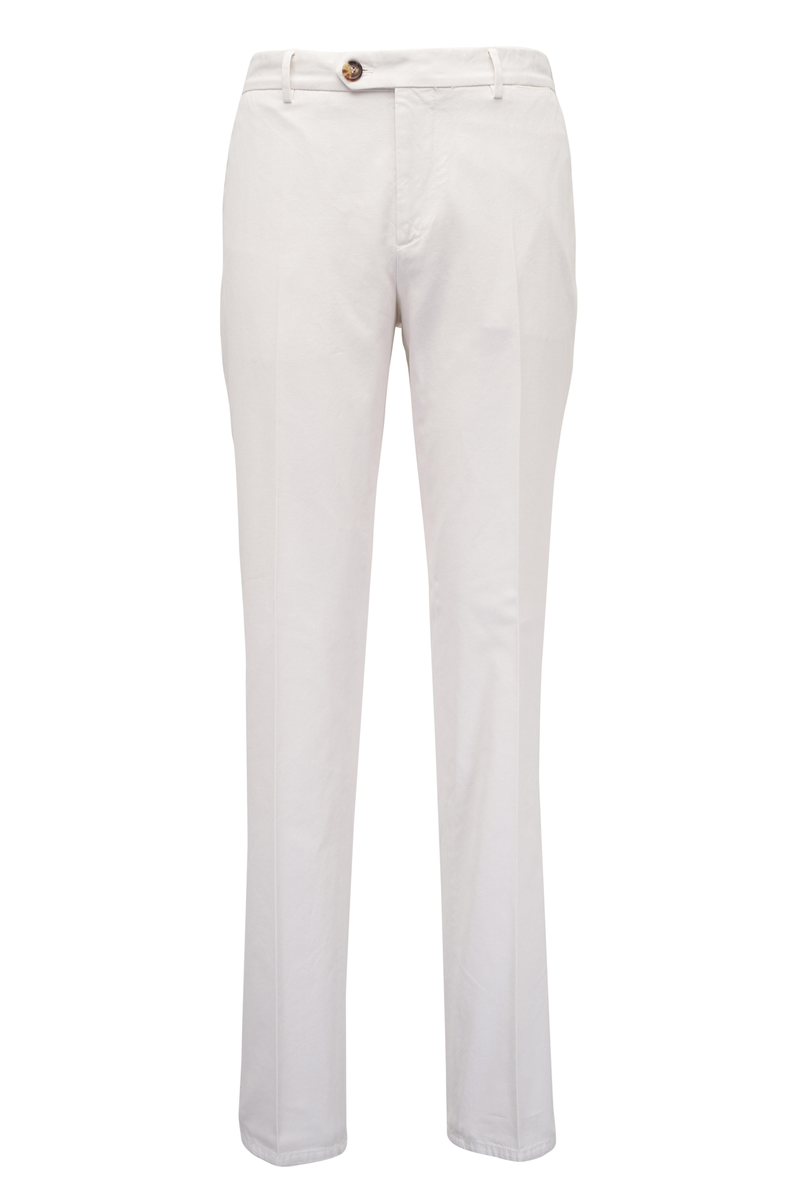 Brunello Cucinelli - White Garment Dyed Gabardine Cotton Pant