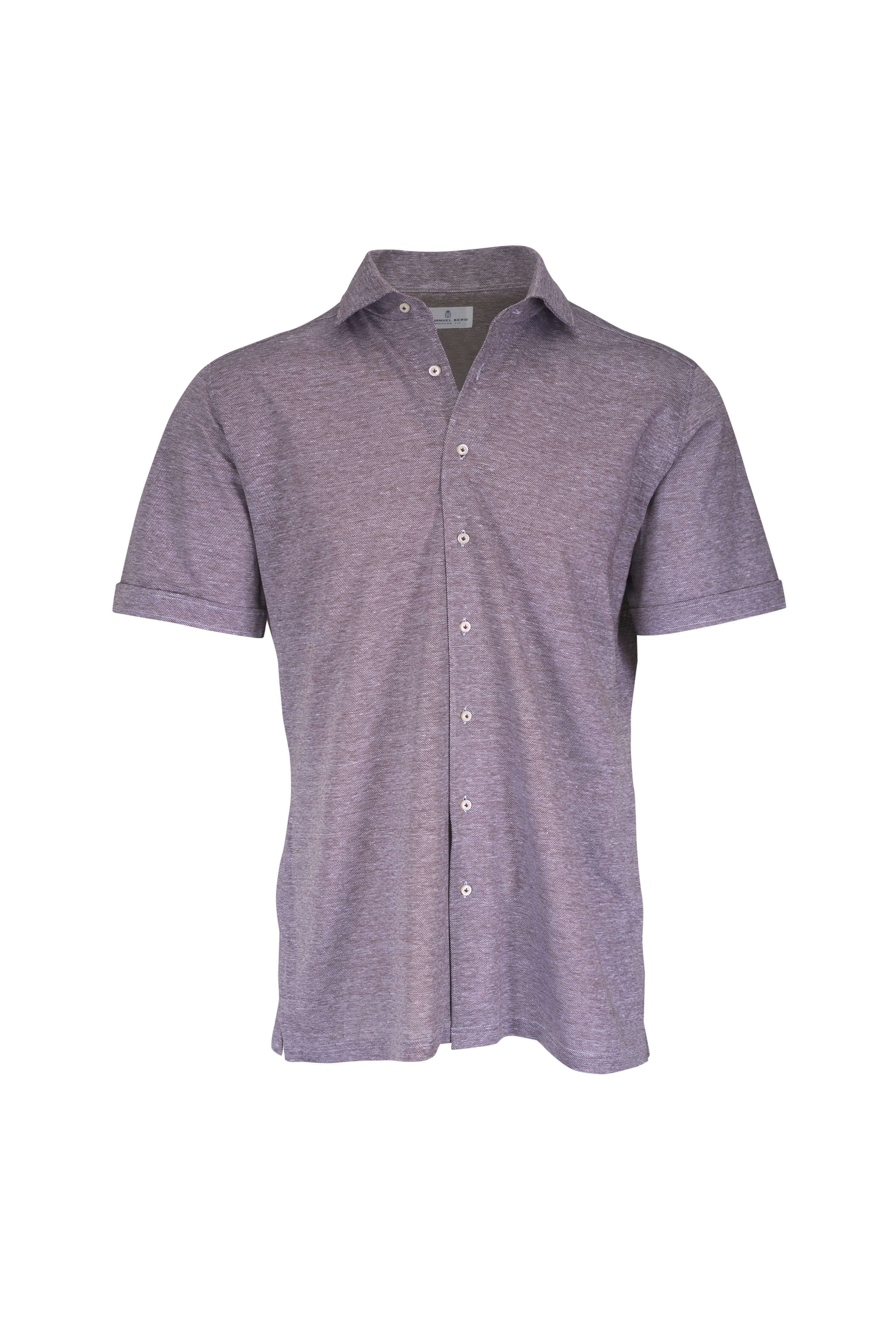 Emanuel Berg - Brown Jersey Cotton & Linen Button Up