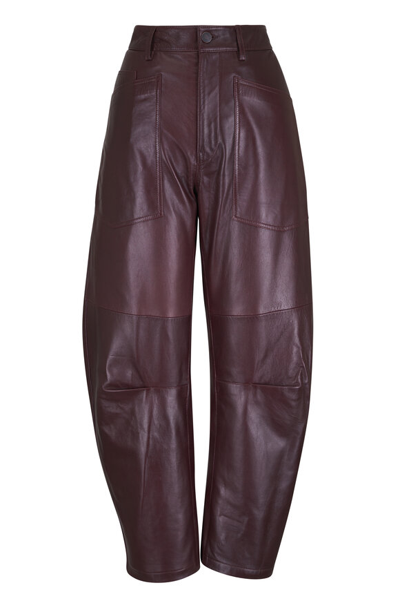 Nili Lotan Shon Burgundy Leather Pant - view 1