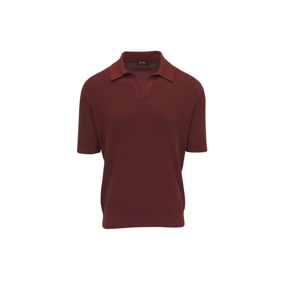 Zegna - Brick Textured Cotton Polo | Mitchell Stores