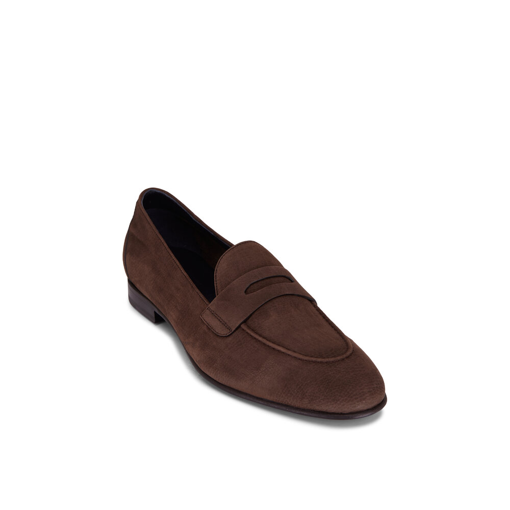 Brioni - Coffee Suede Penny Loafer | Mitchell Stores