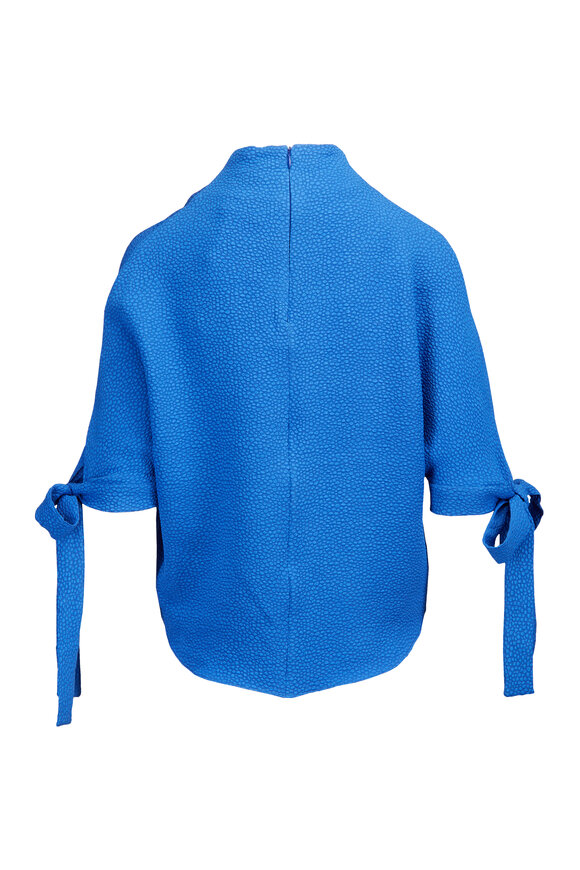 Edeline Lee Pedernal Royal Blue Bubble Jacquard Blouse - view 2
