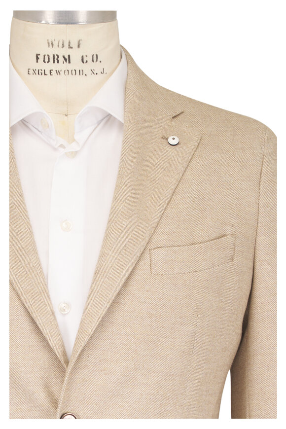 L.B.M. 1911 Tan Tonal Herringbone Cotton Sportcoat - view 1