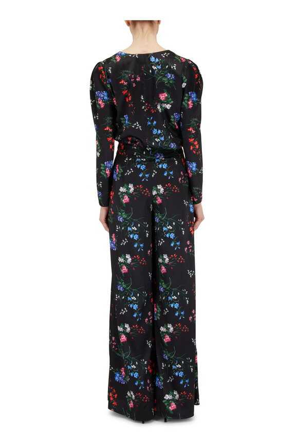 Carolina Herrera - Multicolor Floral Printed Keyhole Blouse 