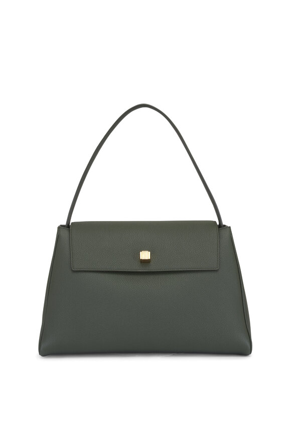 Khaite Audrey Bottle Green Pebbled Leather Top Handle Bag