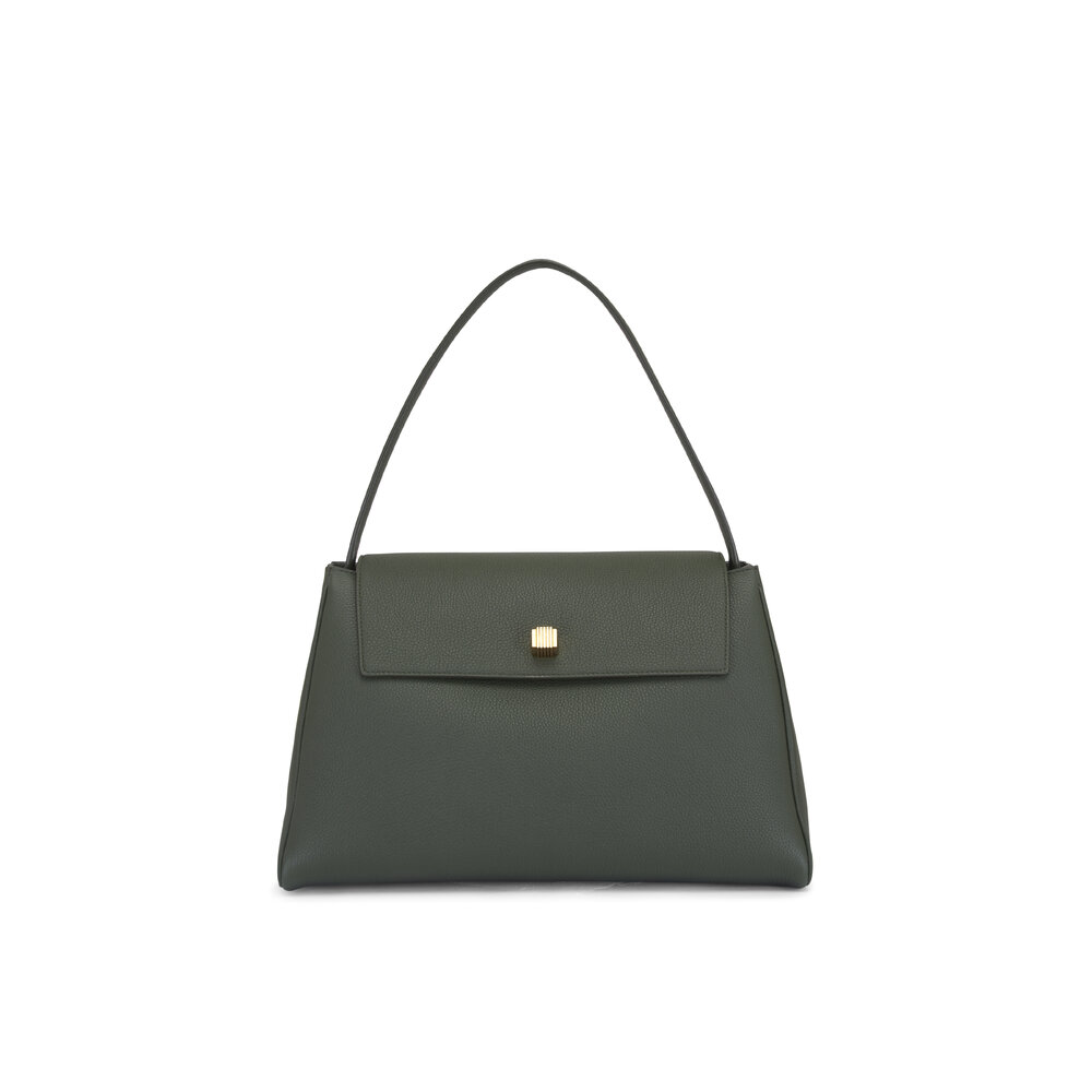 Khaite - Audrey Bottle Green Pebbled Leather Top Handle Bag