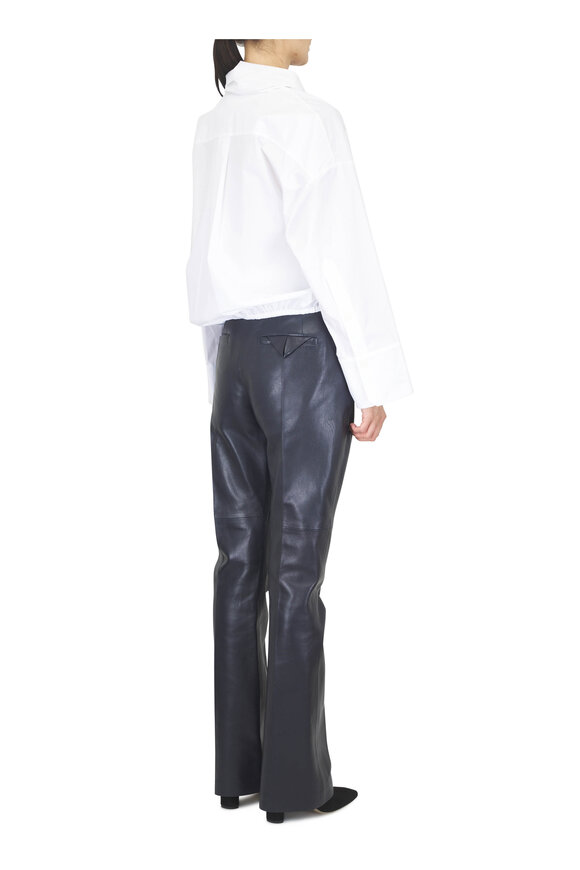 Dorothee Schumacher Sleek Statement Midnight Blue Leather Flare Pant - view 4