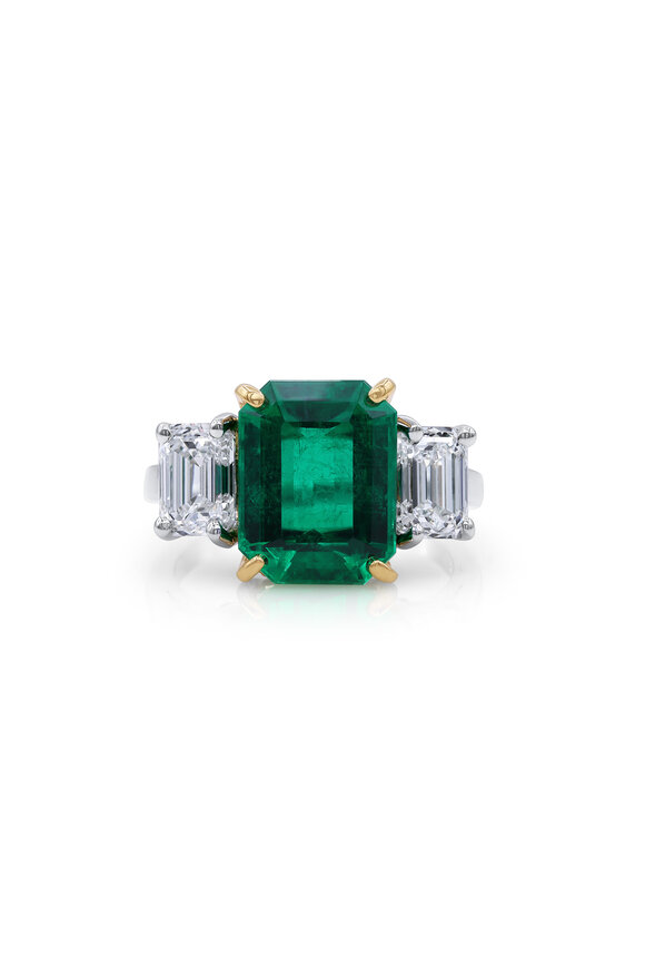 Oscar Heyman - Gold Platinum Emerald & Diamond Ring 