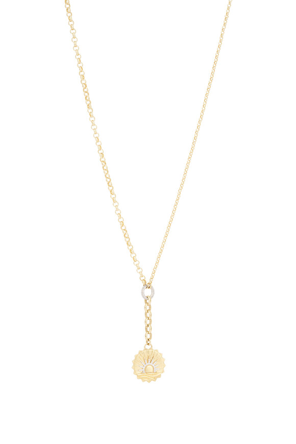 Foundrae 18k Yellow Gold Pave Diamond Belcher Necklace