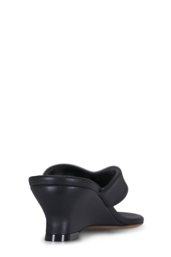 Le Monde Béryl Micro Black Leather Wedge Thong Sandal, 40mm - view 4