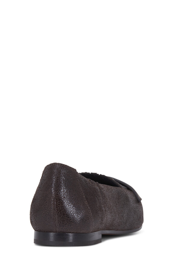 Brunello Cucinelli - Exclusively Ours! Graphite Leather Monili Flat