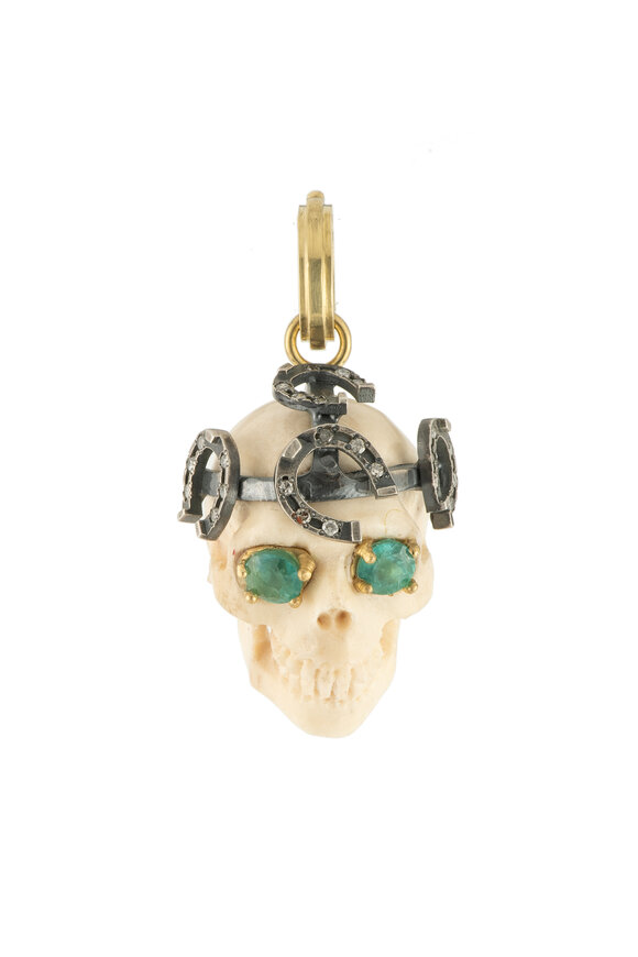 Sylva & Cie 18k Yellow Gold Lucky Skull Pendant - view 1