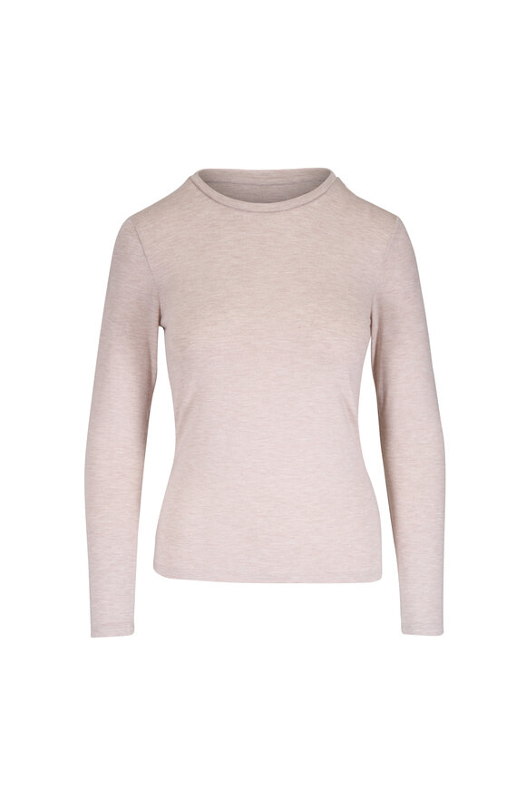 Majestic Ecru Soft Touch Long Sleeve Crewneck Top - view 1