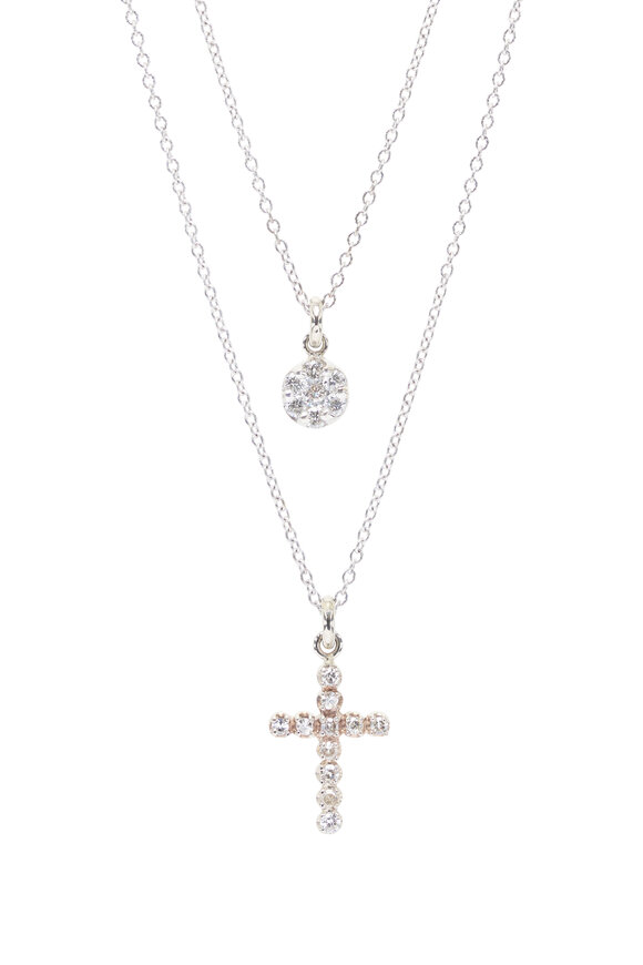 Renee Lewis Diamond Circle & Cross Two Chain Necklace - view 2